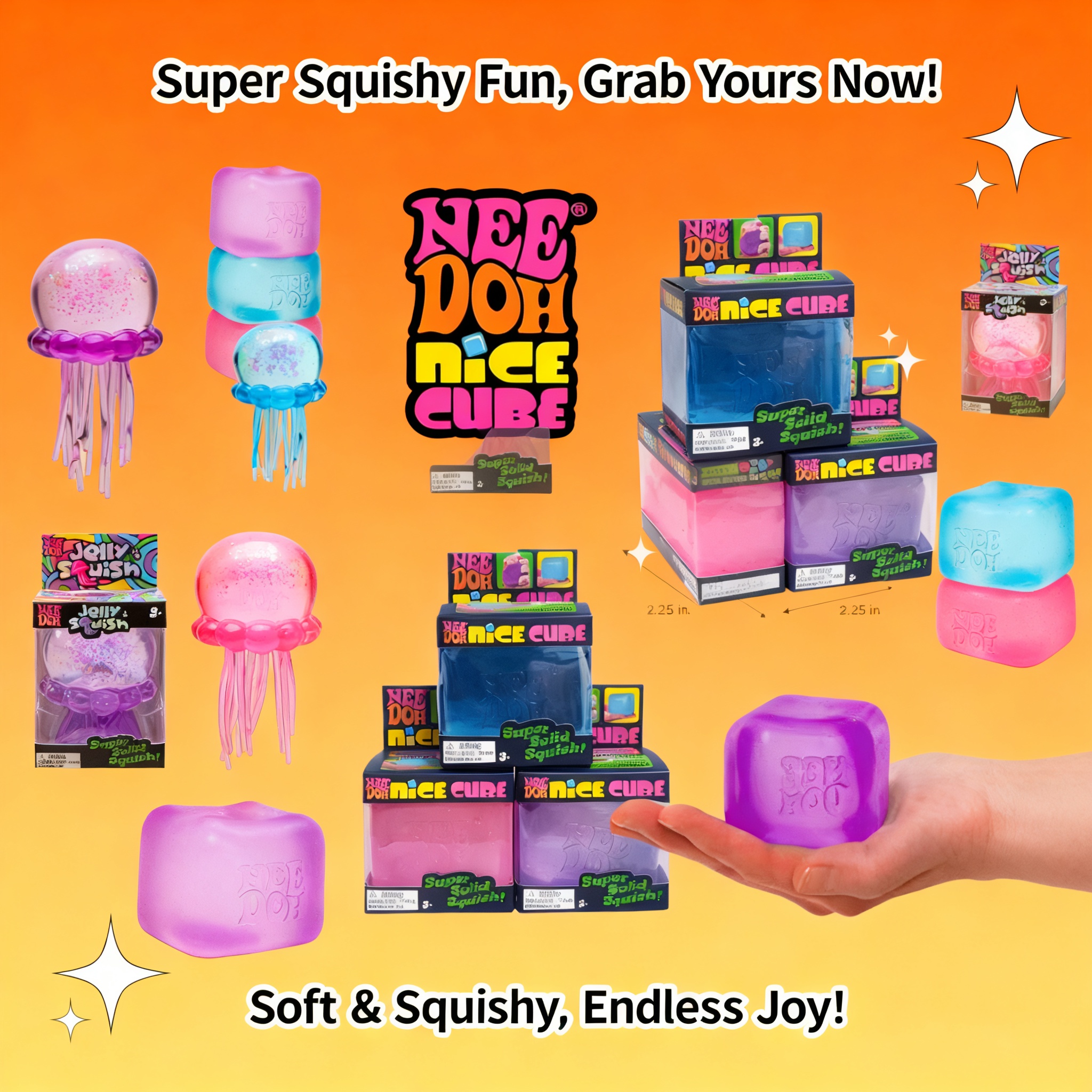Sensory Fidget Toys - Trending Jellyfish Cube Squish Toy Soft