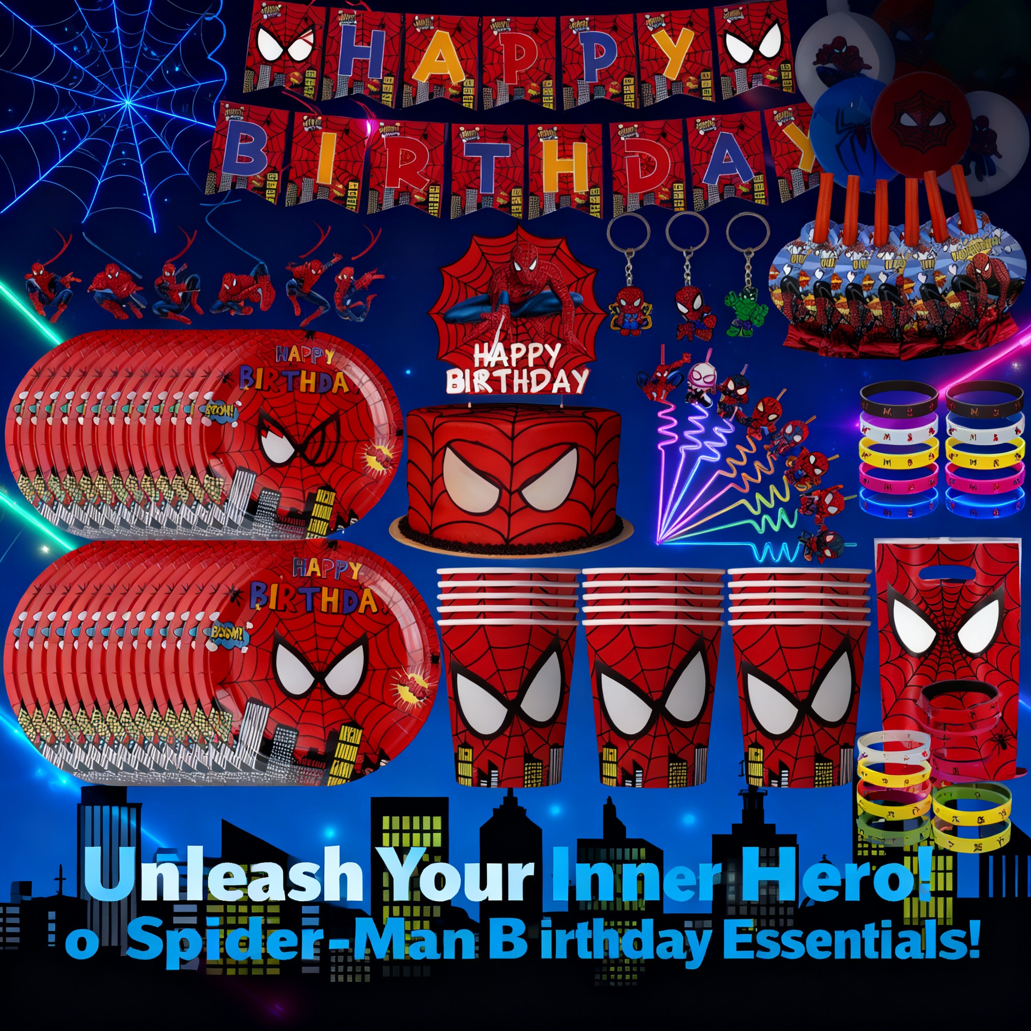 Kids Toys Boys - Spiderman Birthday Party Decoration Superhero Tableware